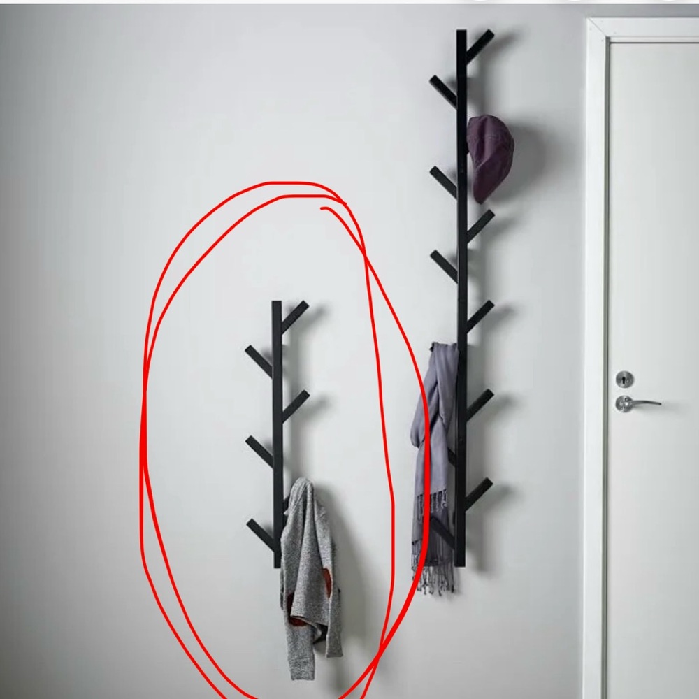 One IKEA TJUSIG hanger coat rack black solid wood, NIB